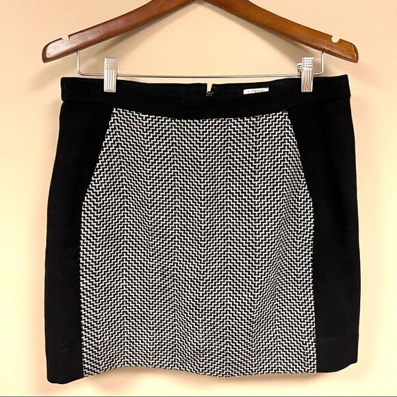 J Crew black wool postage stamp chevron skirt Sz 6 - Picture 3 of 8